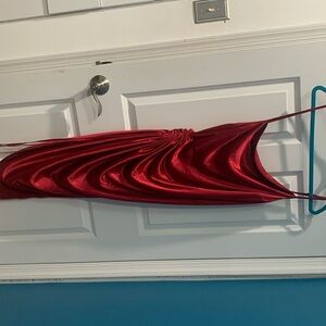 Ruched Red Satin Slip Dress - XL